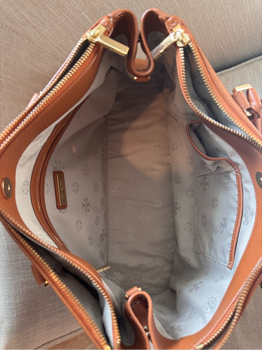 Tory Burch Cognac Leather Satchel with Detachable Strap - Picture 8 of 10